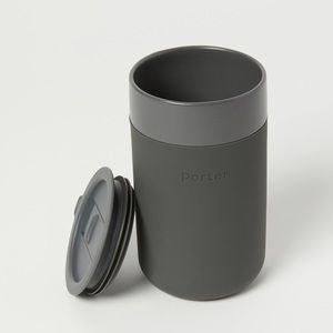 W&P Porter Ceramic Mug with Protective Silicone Sleeve, Charcoal 16 Fl Oz